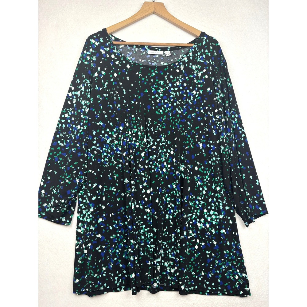 Susan Graver Liquid Knit Tunic Womens 4X Abstract Confetti‎ Print